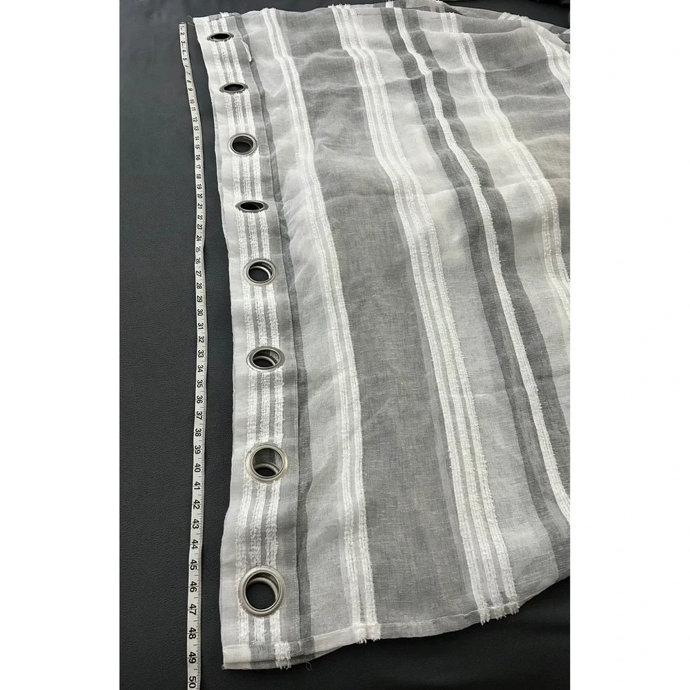 At Home Gray White Stripe Grommet Top Window‎ Curtain 2 Panels 50x82